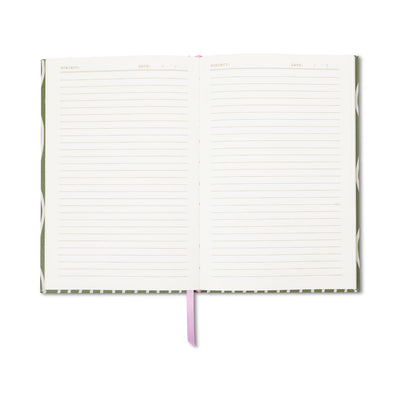 Cuaderno Framed Floral Coneflower Journal abierto mostrando las paginas rayadas