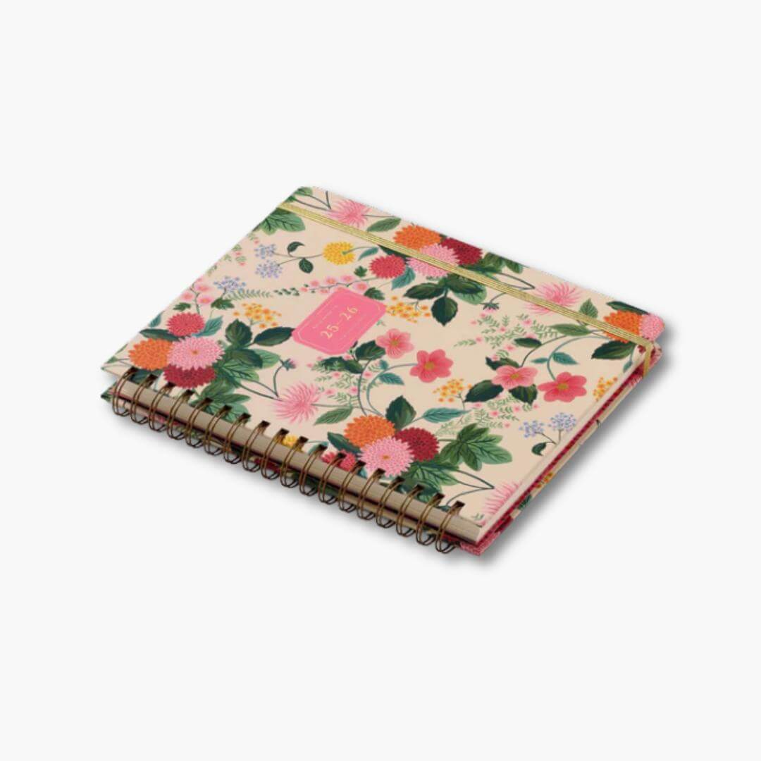 agenda de 17 meses 2025-2026 con diseño floral dahlia de Rifle Paper Co
