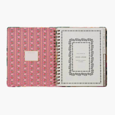 interior agenda de 17 meses 2025-2026 con diseño floral dahlia de Rifle Paper Co