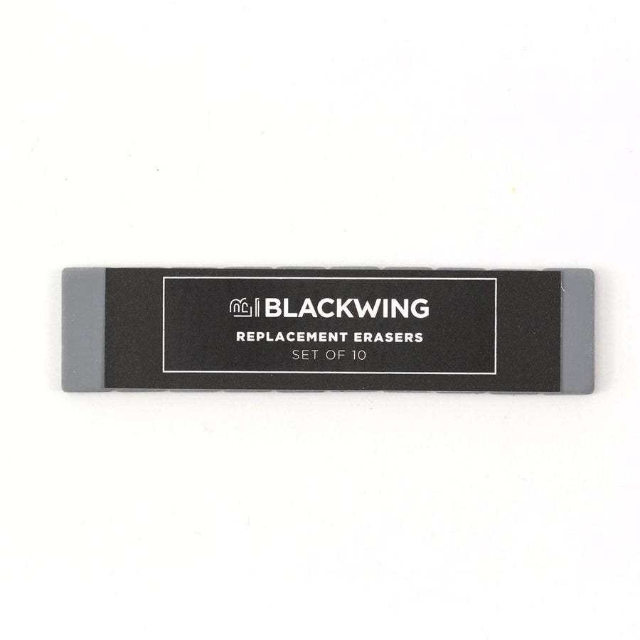 Pack de 10 Gomas BLACKWING con borradores cuadrados reemplazables en caja negra.