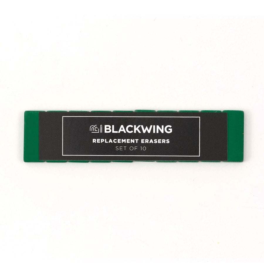 Pack de 10 gomas Blackwing reemplazables rectangulares.