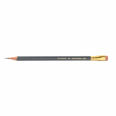 Lápiz BLACKWING 602, acabado gris metalizado, férula dorada, goma de borrar rosa.