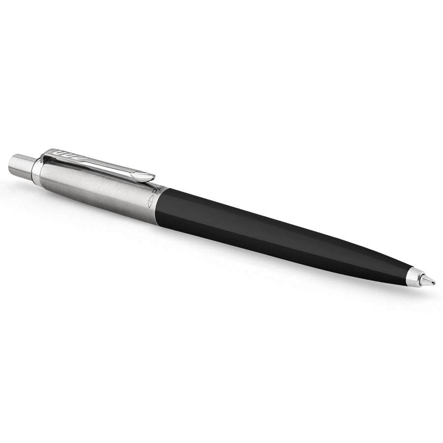 Bolígrafo Parker Jotter Original en negro con clip de flecha y adornos cromados.
