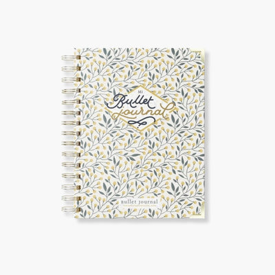 Cuaderno Bullet Journal Mediterranea A5 con tapas duras florales y 160 páginas punteadas.