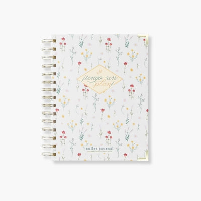 Cuaderno Bullet Journal "Tengo un Plan" A5 con tapas duras y diseño floral.