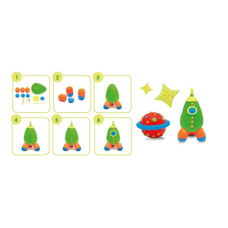 Caja 5 Botes Pasta para Modelar Soft Dough Neon, colores fluorescentes, textura blanda, fácil de modelar, juego creativo para niños y adultos.