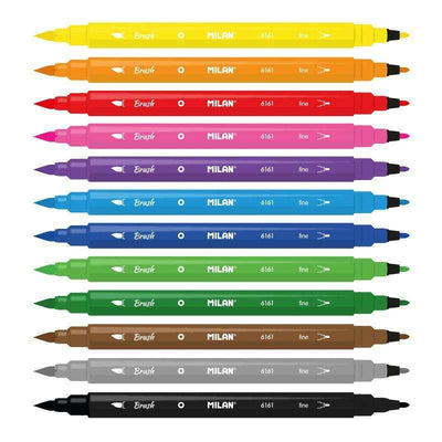 Caja Metálica 12 Rotuladores Doble Punta para caligrafía y arte, colores vibrantes y mezclables.