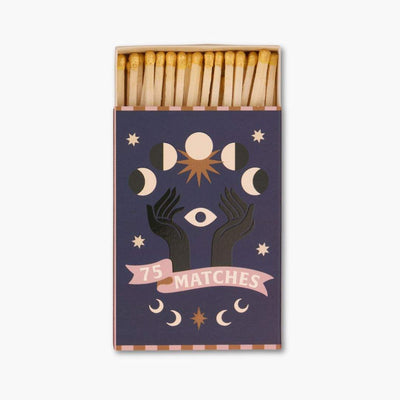 caja de 75 cerillas paddywax con dibujo de fases lunares