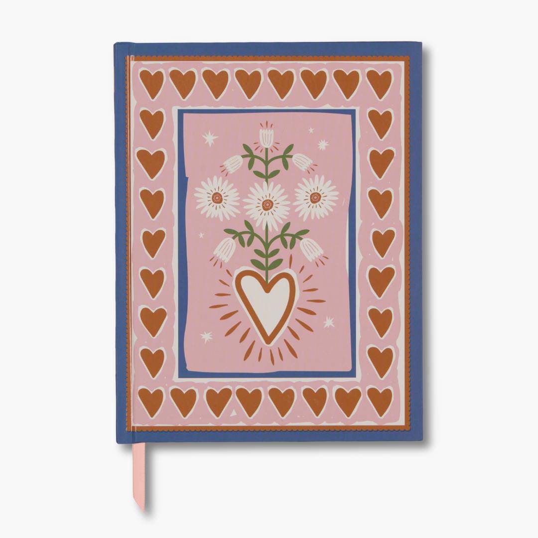 cuaderno A5 con portada de corazones