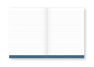 Cuaderno de tapa blanda A-Journal Jungle con hojas rayadas y cinta marcapáginas azul.