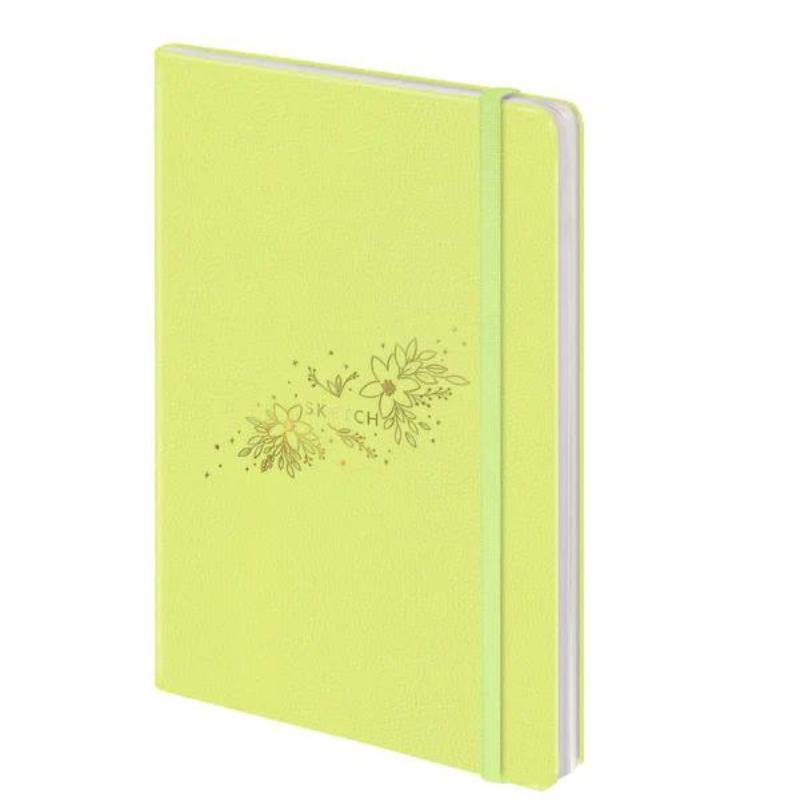 Cuaderno Sketch Elle con tapa de polipiel, detalles dorados, y goma de cierre, ideal para bocetos creativos.