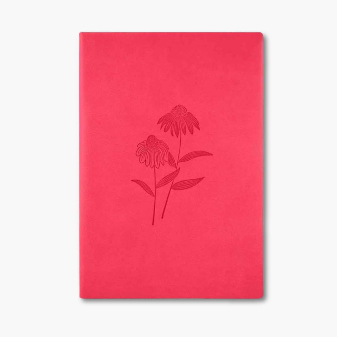 cuaderno a5 thermo sweet con portada roja y grabado de flor