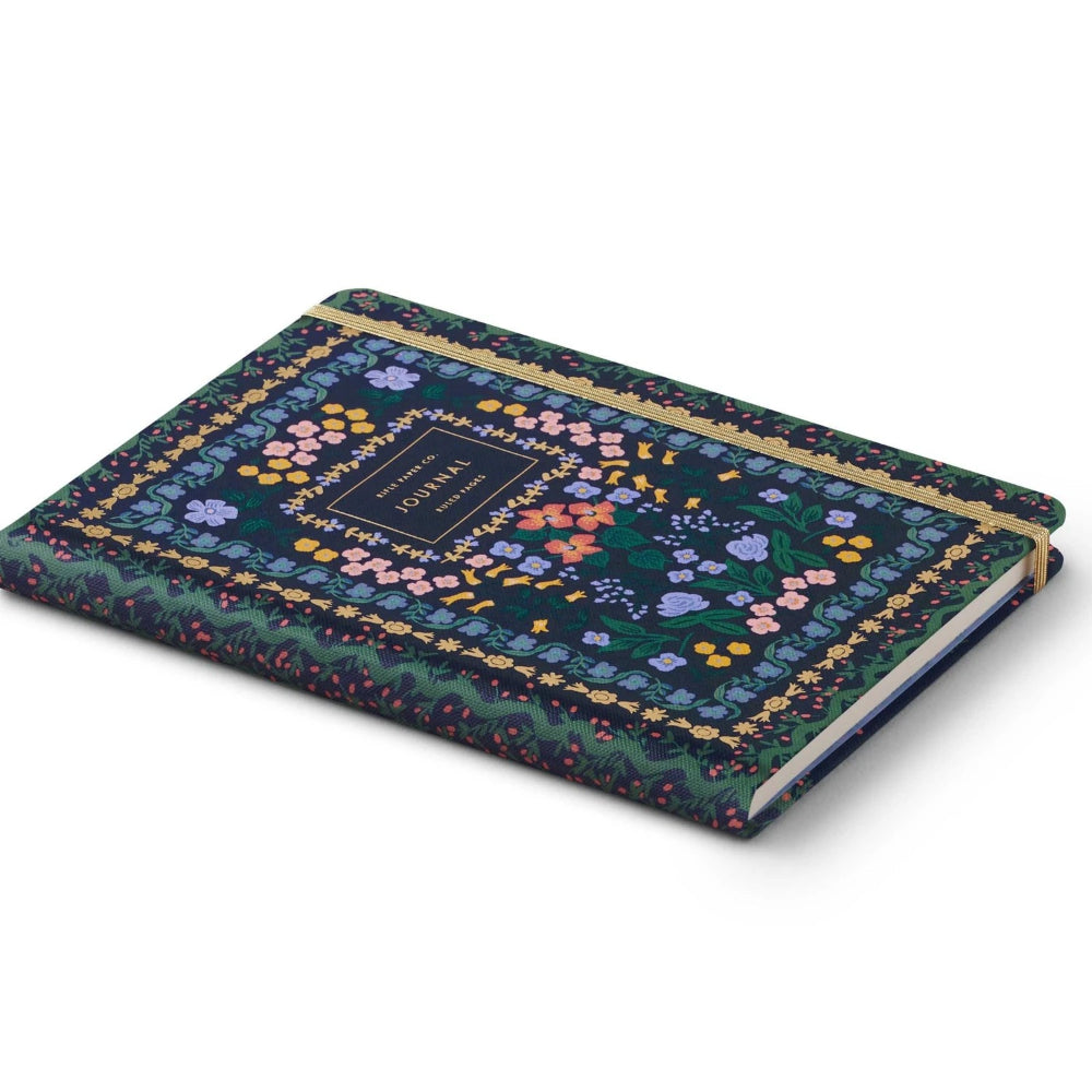 diario personal de rifle con portada azul y diseño de flores