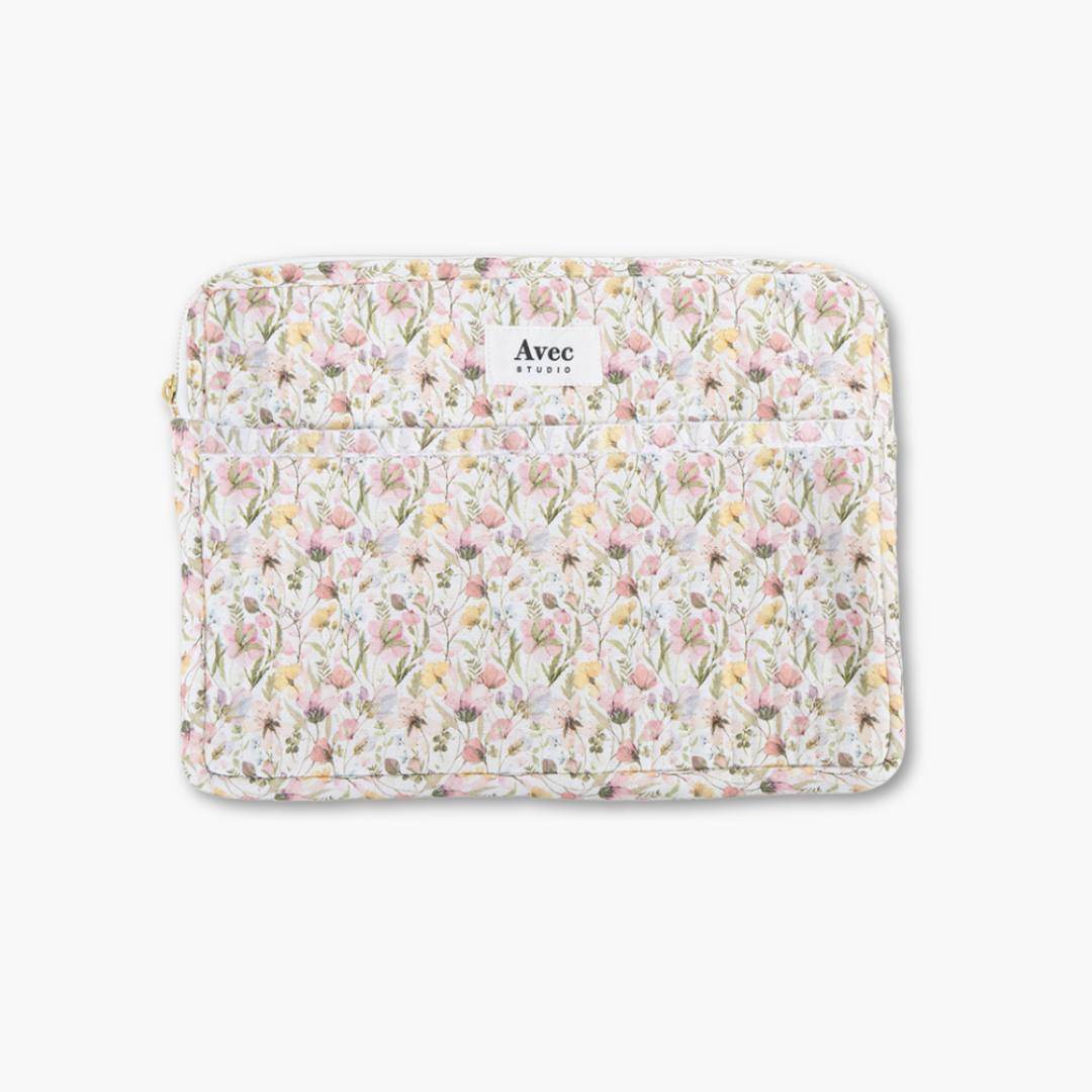 funda portátil de tela con flores