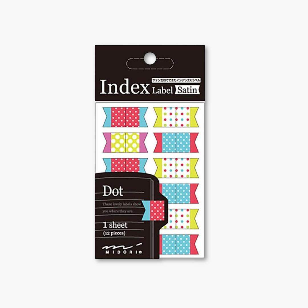 Etiquetas Índice Satin Midori coloridas adhesivas en una lámina, 12 piezas.