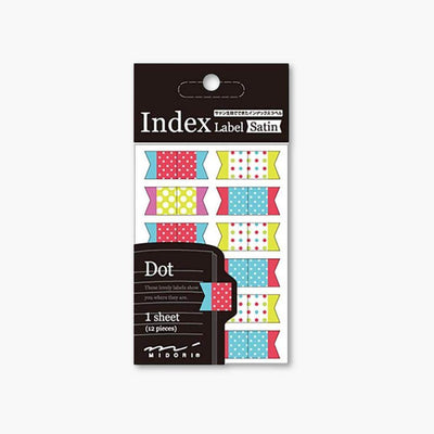Etiquetas Índice Satin Midori coloridas adhesivas en una lámina, 12 piezas.