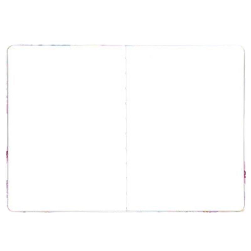 Cuaderno Sketch Elle con tapa de polipiel dorada abierta en 360 grados, mostrando páginas blancas.