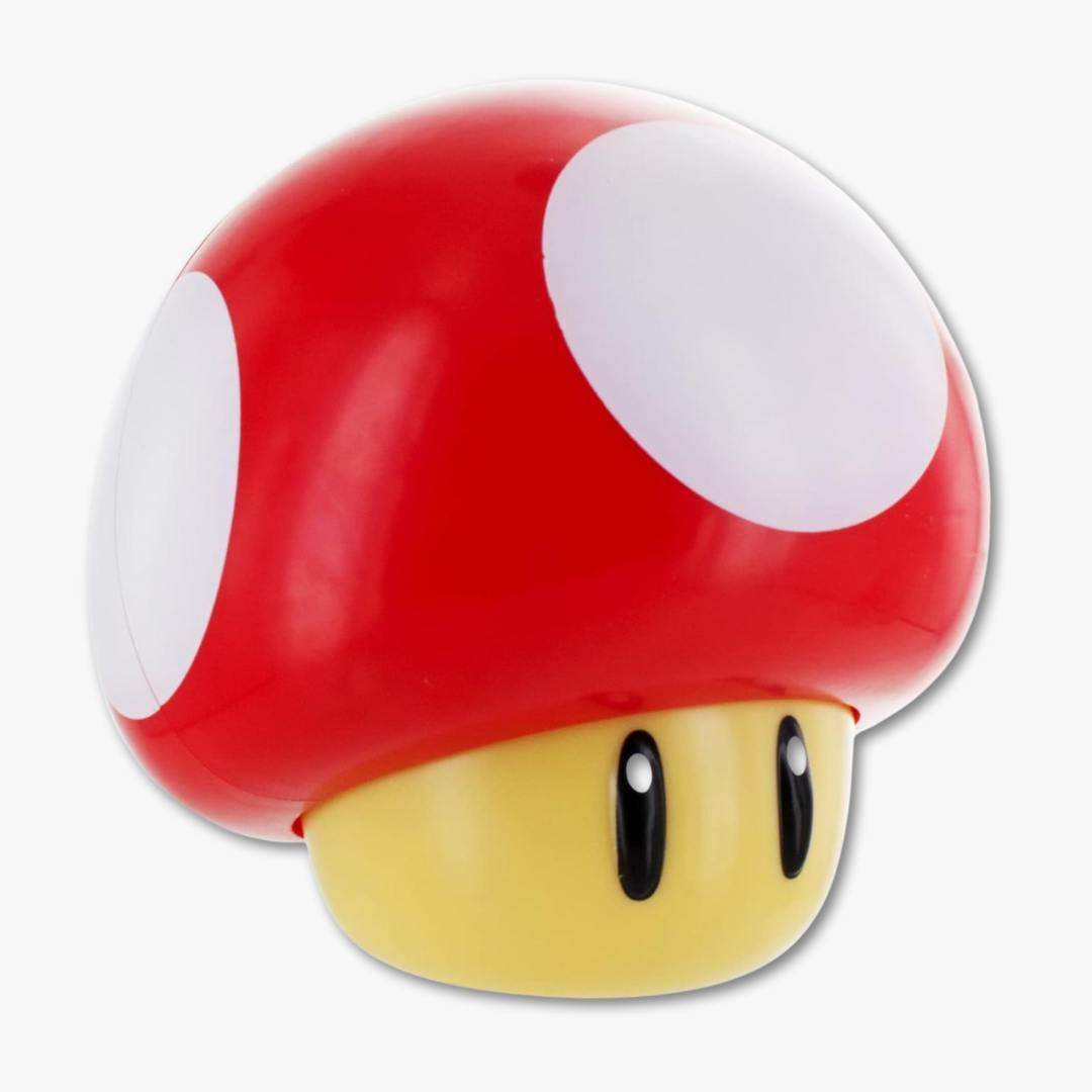 lampara de mesa con forma de seta de super mario