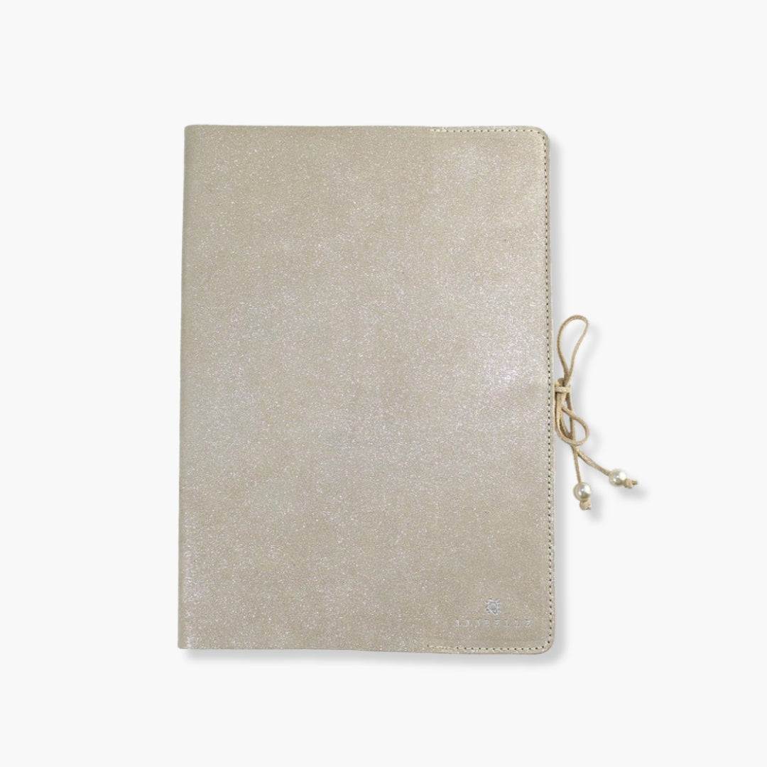 Libreta de piel de vacuno con acabado brillante, Niza, tamaño A4, diseño elegante inspirado en la luna.