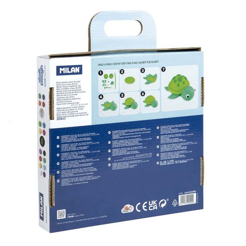 Caja de 16 botes de pasta para modelar Soft Dough con amplia variedad de colores.