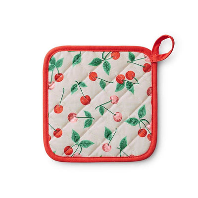 Manopla de cocina con estampado de cerezas, resistente al calor, de 20 x 20 cm.