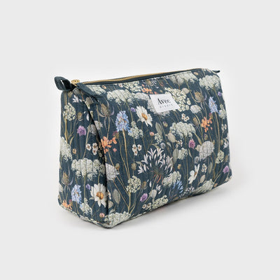 neceser grande  azul oscuro con flores
