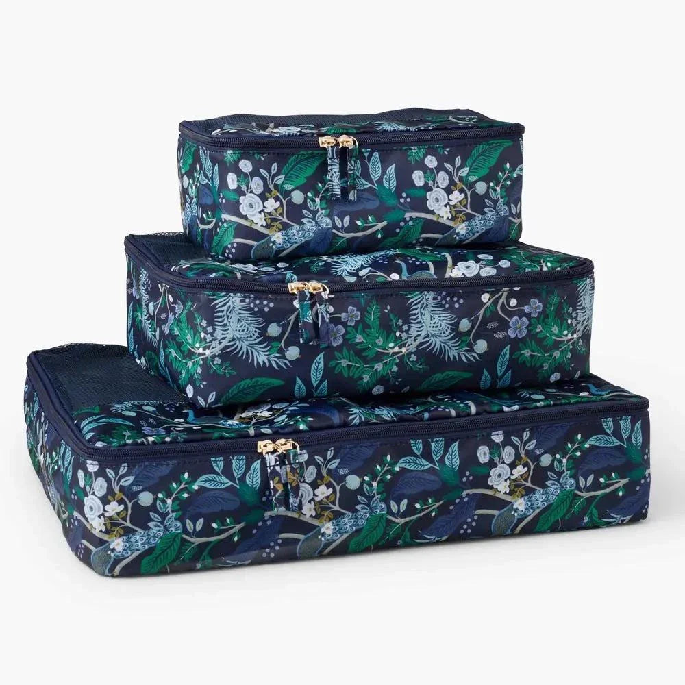 Set de 3 organizadores de equipaje Peacock con ilustraciones florales de Rifle Paper Co.