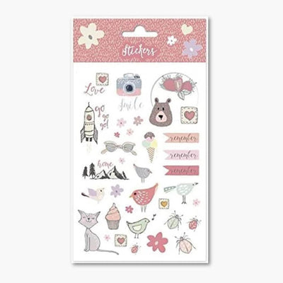 pegatinas de animales, flores y otros motivos ilustrados