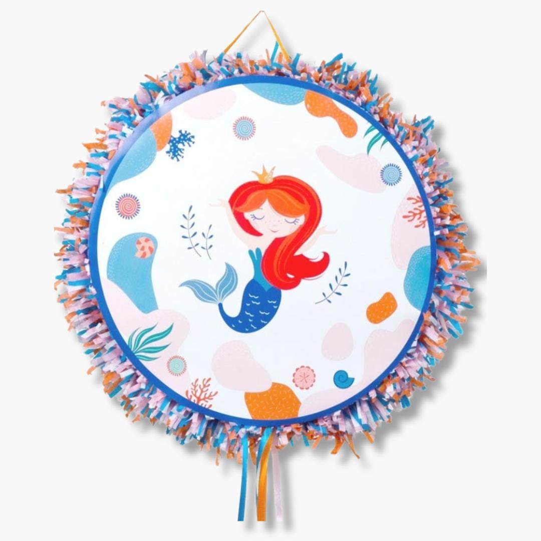 piñata para fiesta infantil con sirenas y detalles marinos