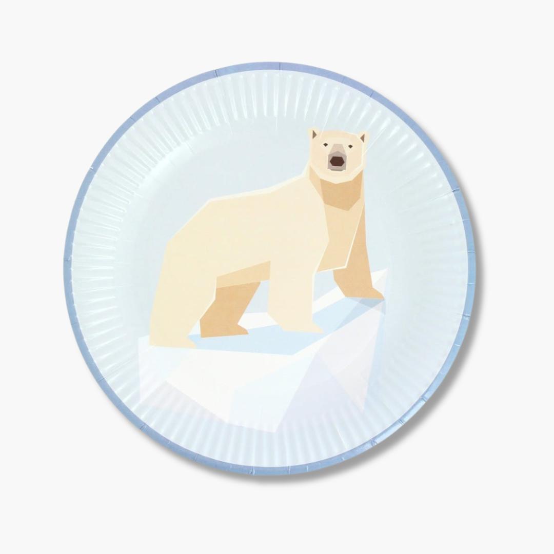 platos desechables para fiesta infantil con animales polares