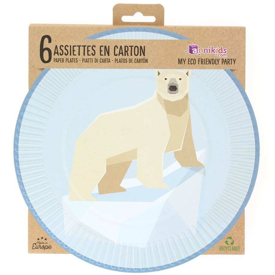 platos desechables para fiesta infantil con animales polares