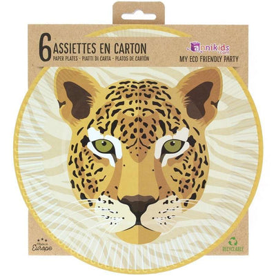 platos desechables para fiesta infantil con animales de la sabana