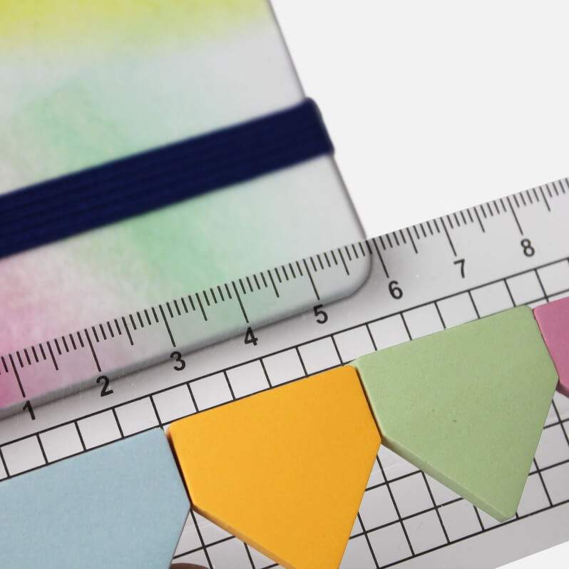 Regla de 10 cm con notas adhesivas multicolores de Papier Tigre.