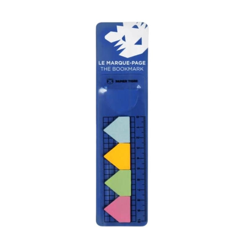 Regla Marcador Bookmark con notas adhesivas de colores y diseño duradero de Papier Tigre.