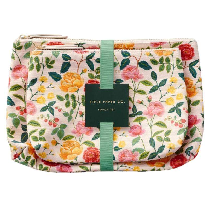 Set de 2 neceseres Roses con estampado floral de Rifle Paper Co. Ideal para viajes y organización diaria.