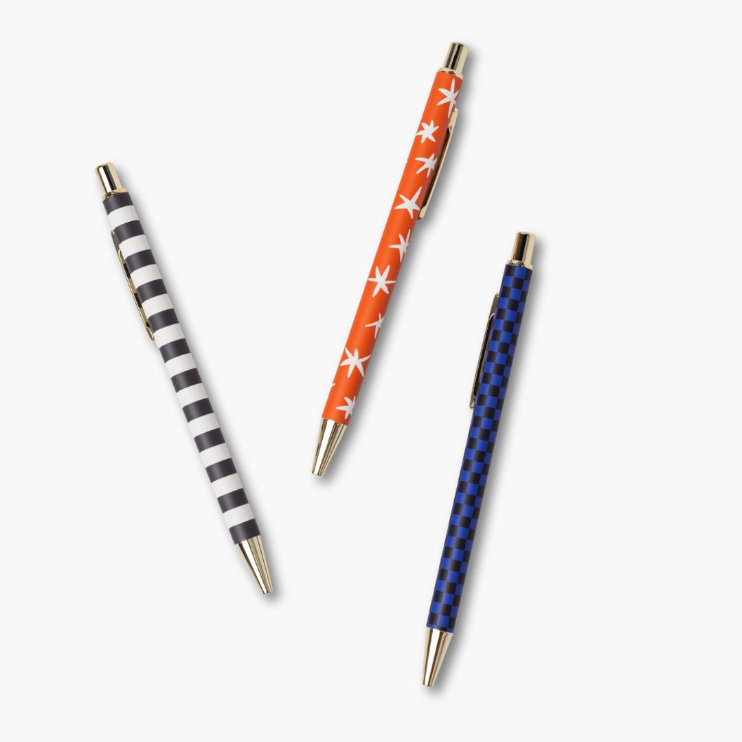 Lot de 3 stylos A Dopo - Œil, Lune, Rayure