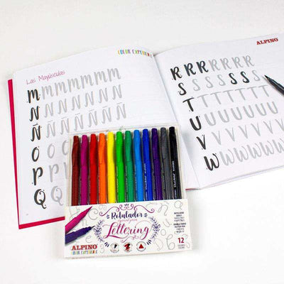 Set Rotuladores con guía de iniciación al lettering y rotuladores Alpino Color Experience.