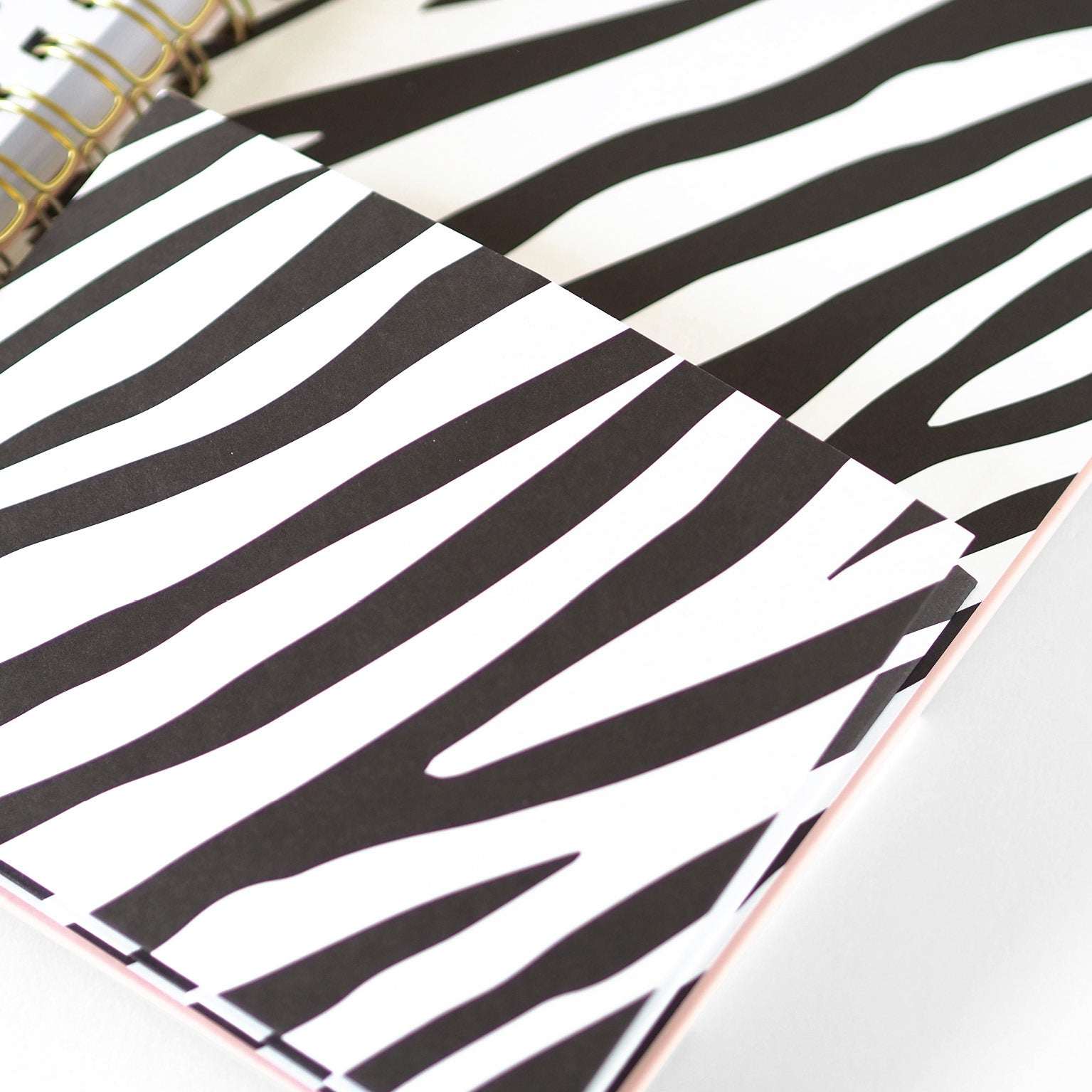 Interior del Planificador atemporal Beautiful Dreams con diseño de rayas en blanco y negro.