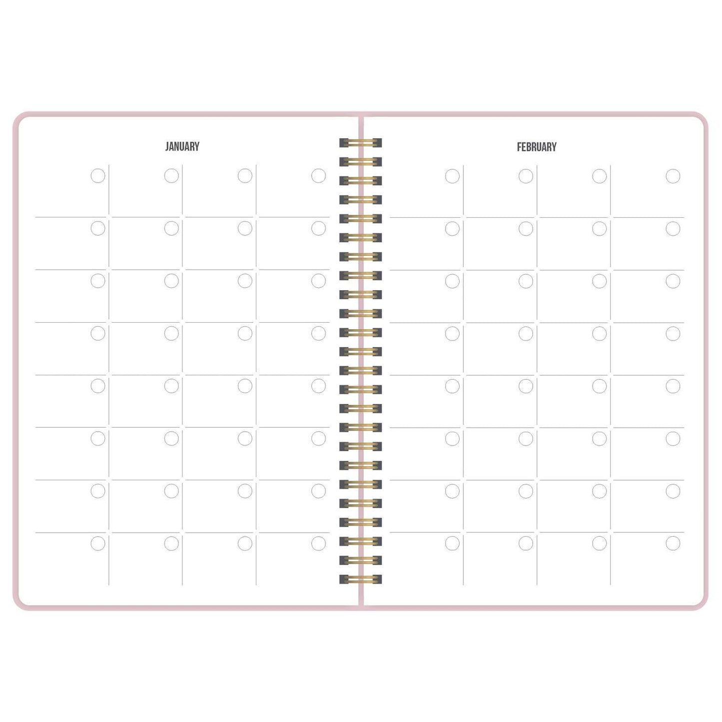 Planificador atemporal Beautiful Dreams con diseño semanal y espacio para notas.