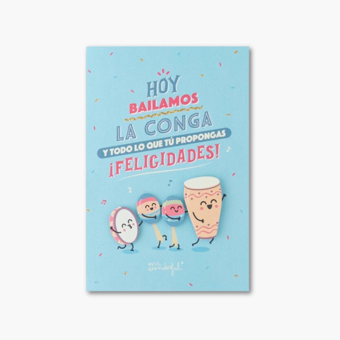 tarjeta de felicitación con tambores bailando