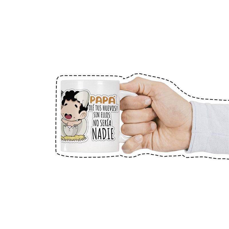 Taza Papá Huevos divertida, diseño original de cerámica, 360 ml.