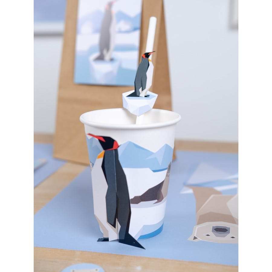 vasos desechables para fiesta infantil con animales polares