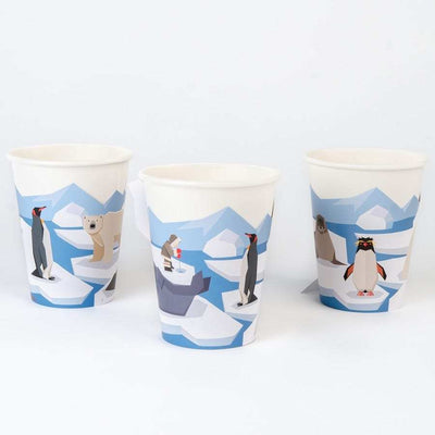 vasos desechables para fiesta infantil con animales polares