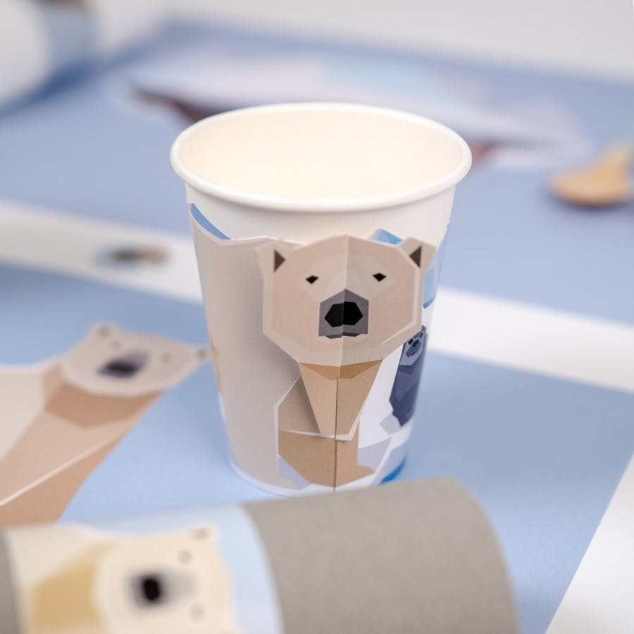 vasos desechables para fiesta infantil con animales polares