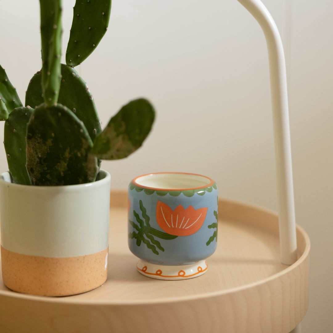 vela perfumada en recipiente de cerámica pintada paddywax de la colección a dopo flowers