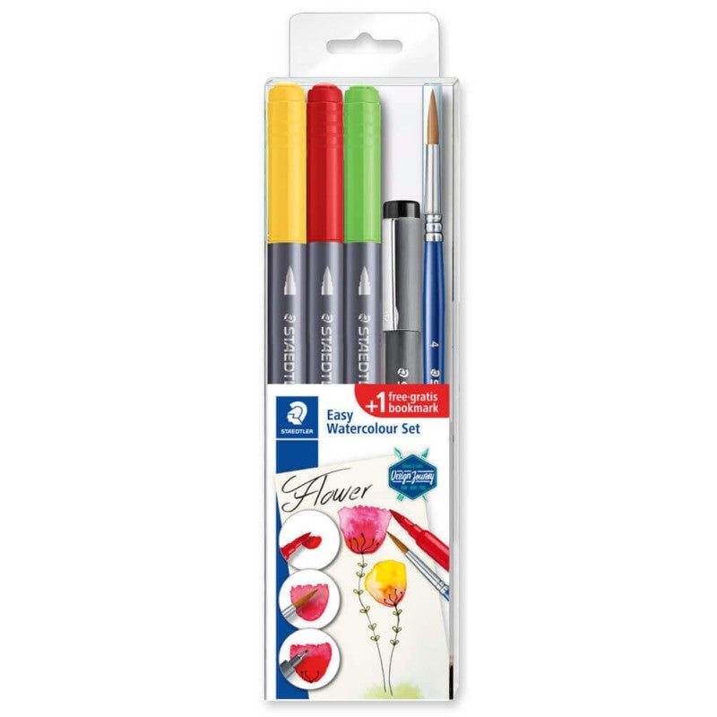 Set Rotuladores Watercolor Brush con pincel y delineador, colores vibrantes para acuarela.