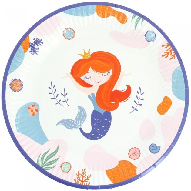 Coral Mermaid Cardboard Plates