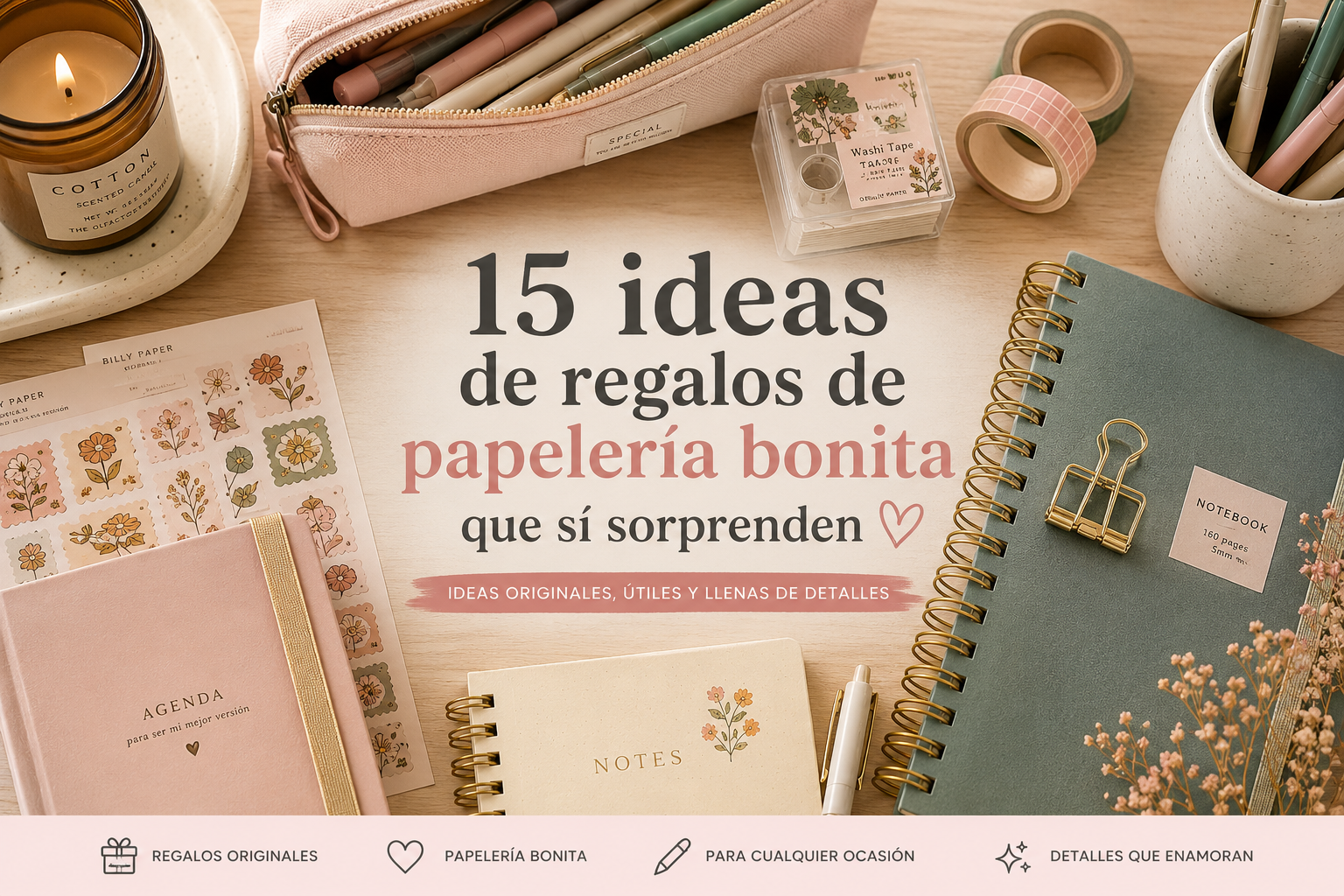 15 ideas de regalos de papelería bonita que sí sorprenden (y no acaban olvidados en un cajón)