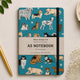 Cuaderno A5 Alljoy Design Dog Parade con perros sobre fondo turquesa