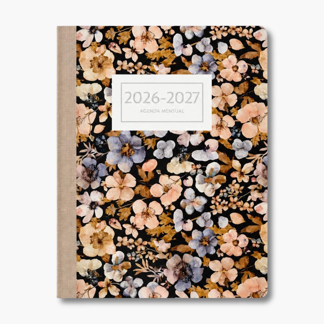 2026-2027 Monthly Planner Pressed Flowers Dark Cast